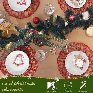 Set de table rond en papier tressé rouge, design moderne, fait main, naturel, antidérapant, résistant à la chaleur, pour intérieur et extérieur - Product Image 5