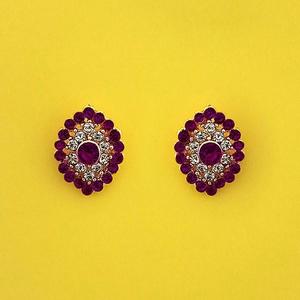 Kriaa <b>Vintage</b> Religious Party Stud <b>Earrings</b> with Austrian Purple Zircon Pearl Diamond Rhodium & <b>Gold</b> Plated-1313852K - Product Image 1