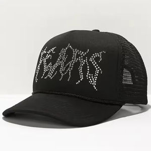 2026 Best Custom Fashion High Quality Rhinestone Logo 5 Panel <b>Trucker</b> Mesh <b>Hat</b> <b>Women</b> Caps Brim Curved Black <b>Trucker</b> <b>Hat</b> Dad Cap - Product Image 5