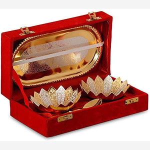 Juego de cuencos exclusivo y personalizado con bandeja y cucharas Juego de cuencos de fruta seca con chapado en oro plateado en caja de terciopelo para regalos corporativos - Product Image 2