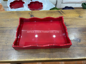 Elegant Oval Stripe Lacquer <b>Placemat</b> with Matching Charger Handcrafted Tableware from Vietnam - Product Image 3