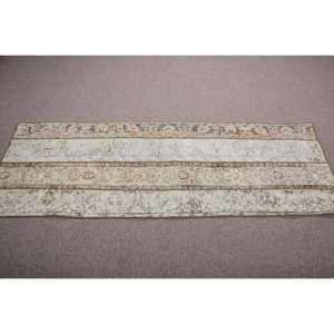 พรมขนาด 2.2x6.46 ฟุต, พรมตุรกีโบราณ, พรมขนสัตว์สีเบจ - Product Image 3