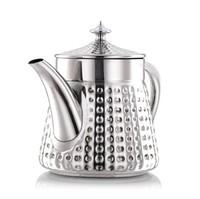 Clásica cafetera árabe Arbi Dallah de acero inoxidable y latón con pico largo para goteo, tetera con logotipo personalizado para restaurantes