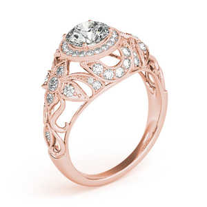 Anillo de Compromiso Floral Estilo Edwardiano en Oro Rosa de 14k con Halo de Diamantes de 2.00ct, Elegantes Anillos de Diamantes Vintage - Product Image 3