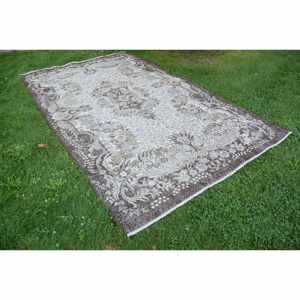 Alfombra clásica de lana marrón Beige de 5,9x10 pies, patrón de retales de tejido plano turco Vintage para decoración para sala de estar, respaldo de látex para pasillo - Product Image 3