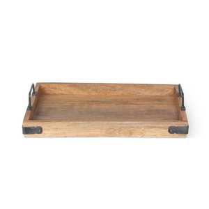 Gran oferta, recién llegado, bandeja para servir de madera de acacia hecha a mano con asas doradas, bandeja cuadrada para servir desayuno - Product Image 3