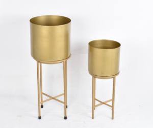 Matte Gold Powder Coated Iron Farmhouse Style Eco-Friendly Durable <b>Planters</b> <b>Stand</b> Custom Logo Wholesale Latest Trendy Home - Product Image 3