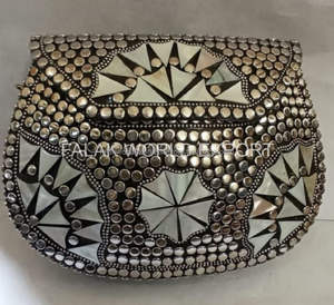 Handmade Exclusive Brass MOP Clutch <b>Bag</b> Vintage Designer Wood Handbag Envelope with Tassels for Bridal Parties Special Occasions - Product Image 6