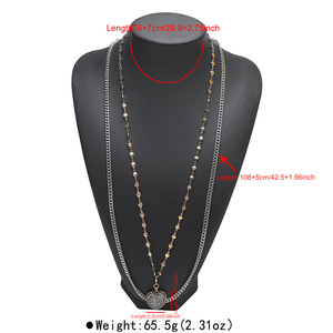 Collar vintage de dos capas con cadena ancha de hueso de serpiente y colgante geométrico de moneda, gargantilla de lujo para mujer - Product Image 5