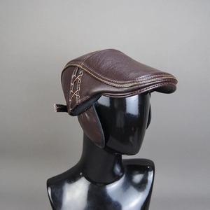 Gorras de Otoño Invierno para hombre, boina de piel de oveja Real, orejeras marrones planas, sombrero cálido para papá con orejeras, protección para los oídos Baseba - Product Image 3