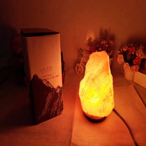 Lampe au sel de l'Himalaya avec cordon de gradation-Veilleuse Cristal Naturel Rock Base en bois classique Lampe au sel Lampe rose naturelle - Product Image 6