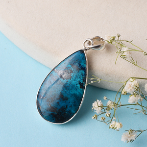 Piedra preciosa natural con forma de pera Shattuckite Plata de Ley 925 con colgante Chapado en plata Colgante de moda para mujeres y hombres. - Product Image 5