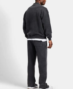 À la mode de haute qualité Patch broderie Logo personnalisé poids lourd lavé survêtements 100% coton hommes veste et pantalon de survêtement ensemble 2026 - Product Image 2