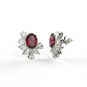 Avarta Gold Ruby Moissanite Stud Pendientes - Product Image 4