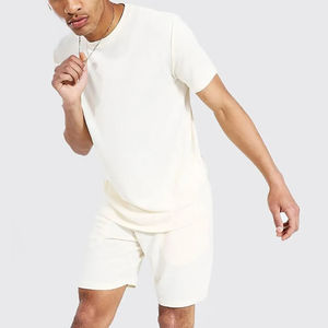 Novedades 2025, conjuntos de pantalones cortos en blanco de dos piezas a la moda para hombre, conjuntos de pantalones cortos transpirables de verano para hombre, conjunto corto con logotipo personalizado para hombre - Product Image 3