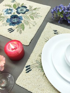 Luxury Embroidery Solid Pattern Eco-Friendly Customizable <b>Beaded</b> <b>Placemat</b> for Home Hotel Wedding Party - Product Image 2