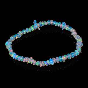 สร้อยข้อมือโอปอลแนวเอธิโอเปียนเนตสร้อยข้อมือโอปอลขัดเงาโอปอลลูกปัดแบบไม่ผ่านการเจียระไนตามธรรมชาติสร้อยข้อมือโอปอลชิปแบบยืดได้อัญมณีหลวม - Product Image 2