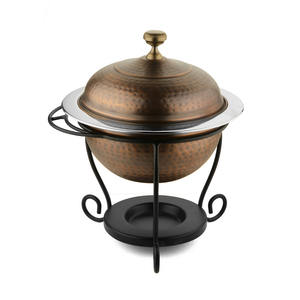 Attrayant Designer Ustensiles de Cuisine Décoration de Table Réchauffeur de Nourriture Pot Nickel Plaqué Finition Plat à Réchauffer Pot de Service Alimentaire - Product Image 2