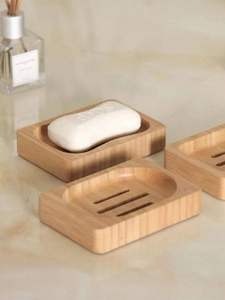 Jabonera de madera moderna y sencilla con líneas de drenaje para mantener el jabón seco y evitar la acumulación de agua en los baños - Product Image 2