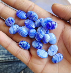 ชุดรูปแบบลูกอมหินอ่อนสีฟ้าแก้ว Cabochons ในคละสีเหมาะสำหรับนักออกแบบแหวนนิ้วมือและผู้ผลิตจี้สร้อยคอ - Product Image 1