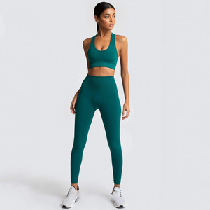 Customized Fitness <b>Women</b> Yoga Set <b>Women's</b> <b>Tracksuit</b> Seamless Gym Wear 2 Piece Bra - Product Image 5