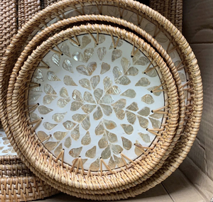 Elegante bandeja de ratán, cesta decorativa hecha a mano para frutas, pan, aperitivos, mesa de comedor rústica, uso de Vietnam - Product Image 4