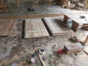 Mesa de comedor de madera de teca maciza hecha a mano para 8 o 10 sillas con 2 cajones, mesas de madera de teca para el hogar, cocina, muebles de comedor - Product Image 6