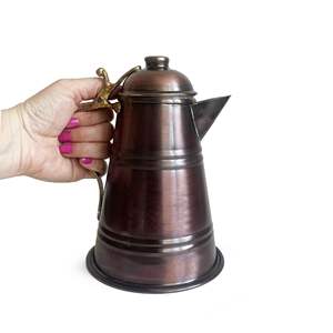 Pot à lait en cuivre Anatolia Kervan OXIDE, bol à lait avec couvercle et poignée, authentique bol de service décoratif pour boissons - Product Image 2