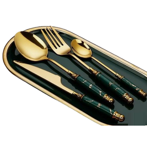 Juego de cubiertos con acabado dorado de acero personalizado, recién llegado, cuchara con mango ampliado y tenedor de Metal, juego de cuchillos de cocina - Product Image 3