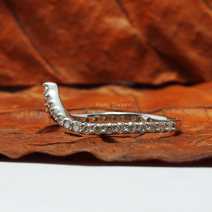 0,48 CTW Round Cut Lab Grown Diamond V Shape Set en oro blanco Wedding Band y anillos de regalo de aniversario - Product Image 2