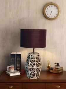 Lámparas de mesita de noche para dormitorio decorativas modernas con base de mármol Pantalla con incrustaciones de resina de madera de Faizacraft - Product Image 3