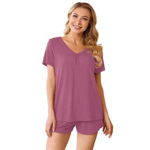 Ensembles de pyjama d'été pour femmes Shorts Soft Pj Set 2 Piece Sleepwear With Pockets - Product Image 4