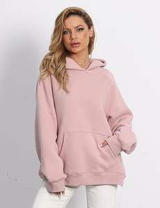 Sudadera de lana de algodón de talla grande para mujer OEM, Sudadera con capucha de manga larga, Jersey bordado con logotipo frontal, antiarrugas, Invierno - Product Image 4