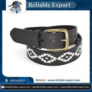 Cinturón de polo de cuero genuino cosido a mano para hombre de longitud personalizada de la mejor calidad con hebilla de latón Diseño y logotipo personalizados - Product Image 6