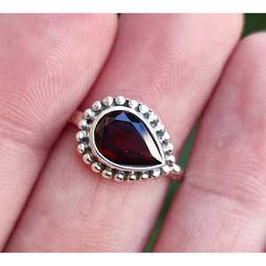 Handmade 925 Sterling <b>Silver</b> Cute <b>Ring</b> for Women Natural <b>Garnet</b> Gemstone Pear Shape January Birthstone Fine Fashion Jewelry - Product Image 4