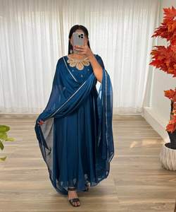 Modest Islamic Gown for Eid in Soft Georgette Fabric with Beautiful Embroidery Design Kurta - Product Image 6