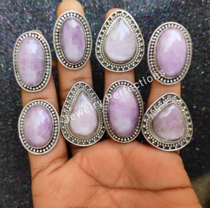 แหวนแต่งงานเงินแท้ kunzite และ Moissanite อัญมณี925ละเอียด - Product Image 4