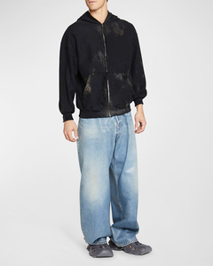 Top Premium qualité matériel prix de gros respirant blanc poids lourd confortable lavage à l'acide soleil fané fermeture éclair sweats à capuche vente - Product Image 5