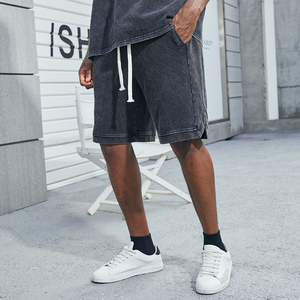 Haute qualité coton lourd lavé à l'acide Vintage Streetwear décontracté maille Shorts avec motif décoration DDP expédition - Product Image 4
