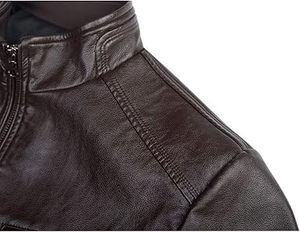 Chaqueta de Cuero para Hombre, Transpirable, Ecológica, de Secado Rápido, Abrigada para Invierno, Cuello Alto, Estilo Casual, Alta Calidad, Personalizable - Product Image 4