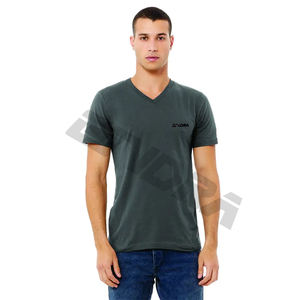 Vente en gros d'usine de t-shirts en coton avec col en V pour hommes t-shirts basiques avec impression de logo personnalisé t-shirts vierges avec col en V pour hommes - Product Image 1