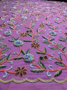 Bordado de lujo con cuentas hecho a mano Organza tela de encaje africano nuevo diseño con intrincadas cuentas bordadas - Product Image 6