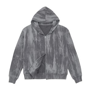 เสื้อมีฮู้ดแบบซิปสำหรับผู้ชายผ้าฝ้ายเทอร์รี่ผ้าฝ้ายเกล็ดปลาขนาดใหญ่หนาพิเศษผ้าฝ้าย100% วินเทจสำหรับผู้ชายตามสั่งแบบ2025 - Product Image 1