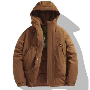 แจ็กเก็ตปีนเขากันน้ำสำหรับผู้ชาย, เสื้อแจ็กเก็ตผู้ชายมีซิประบายอากาศได้คอปกสีทึบสไตล์ลำลอง - Product Image 4