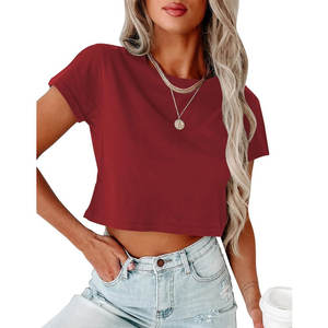 เสื้อยืดเอวลอยสำหรับผู้หญิงผ้าคอตตอนพิมพ์โลโก้แห้งเร็วแขนสั้นระบายอากาศลำลองสำหรับฤดูร้อนเป็นมิตรต่อสิ่งแวดล้อม - Product Image 1