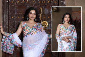 Sari con estampado de Georgette Premium, diseño tradicional y contemporáneo para cada ocasión especial para fiestas de proveedor indio - Product Image 3