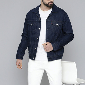 เสื้อแจ็คเก็ตยีนส์สำหรับผู้ชาย, เสื้อโค้ทกันหนาวน้ำหนักเบาสวมใส่ง่าย100% โลโก้ด้านหน้าทำจากผ้าฝ้าย - Product Image 3