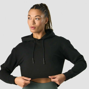 <b>Women</b> Soft Cropped Hoodie <b>Top</b> Perfect for Relaxing at Home or Running Errands Breathable and Cozy - Product Image 2