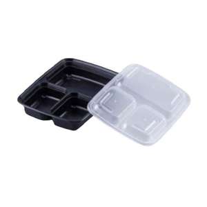 Boîte à lunch rectangulaire en PP de 33 oz avec 3 compartiments, design simple, anti-fuite, couvercle en plastique réutilisable, matériau de qualité alimentaire - Product Image 1