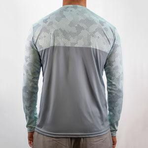 Personalice su diseño sublimación pesca manga larga protección UV secado rápido Upf50 pesca camisa hombre 100% poliéster Color sólido - Product Image 3